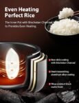 Toshiba Mini Rice Cooker, 3 Cups Uncooked Small Rice Cooker, Steamer &amp; Warmer, With Fuzzy Logic And One-Touch Cooking, 24 Hour Delay Timer And Auto Keep Warm Feature