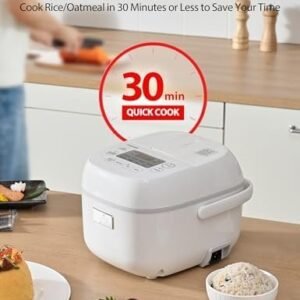 Toshiba Mini Rice Cooker, 3 Cups Uncooked Small Rice Cooker, Steamer &amp; Warmer, With Fuzzy Logic And One-Touch Cooking, 24 Hour Delay Timer And Auto Keep Warm Feature