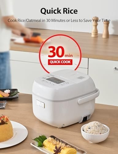 Toshiba Mini Rice Cooker, 3 Cups Uncooked Small Rice Cooker, Steamer &amp; Warmer, With Fuzzy Logic And One-Touch Cooking, 24 Hour Delay Timer And Auto Keep Warm Feature