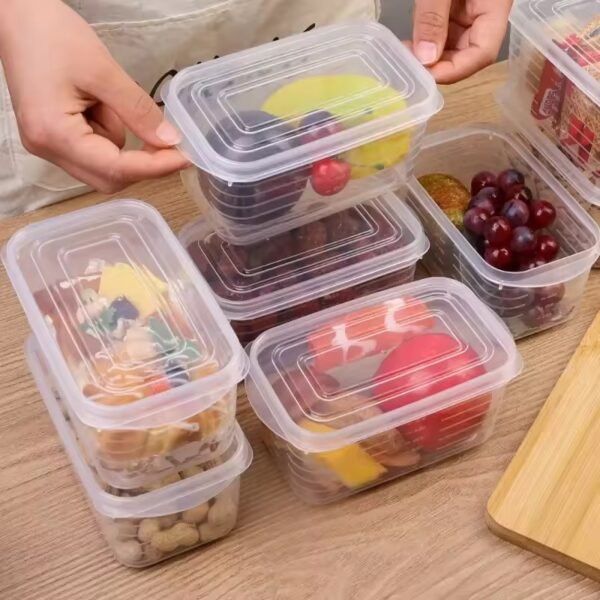 Ramadan 5Pcs 700ML Refrigerator Storage Box Fridge Organizer Fresh Vegetable Fruit Storage Container Food Crisper Box Clear Meat Freezing Box Kitchen Organizer