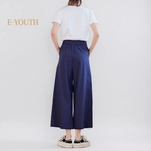 Eyouth 1062 women casual pants wide leg high waist culottes