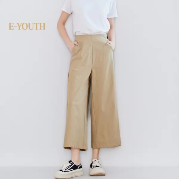 Eyouth 1062 women casual pants wide leg high waist culottes